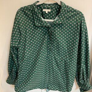 Ann Mashburn Anaya Popover Green Pattern Poplin Size M